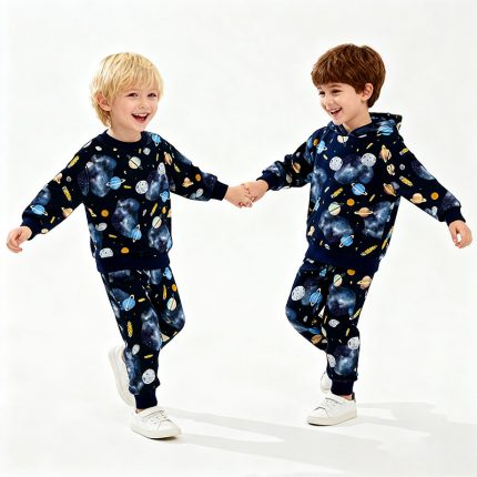 Rainbow butterfly pattern on custom knitted bamboo baby clothing by Weiwei. Ideal for newborns. Available wholesale for autumn children's wear.