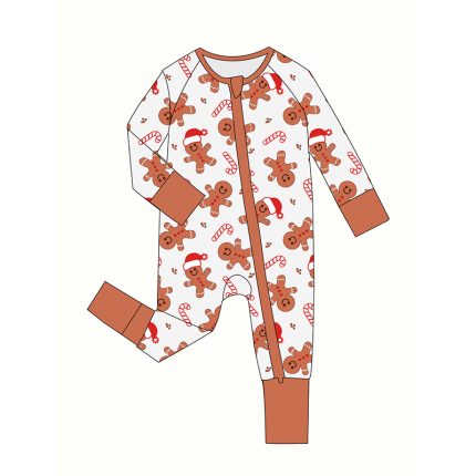 High-quality Weiwei custom printed bamboo spandex romper: Long sleeve zipper pajamas for newborns. Ideal wholesale choice for eco-friendly baby clothing.