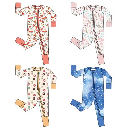 Weiwei Bamboo Long Sleeve Baby Zipper Bodysuit Pajamas for Girls, Toddler Halloween Romper Set, Fast Shipping, Custom Wholesale, Newborn Comfort.