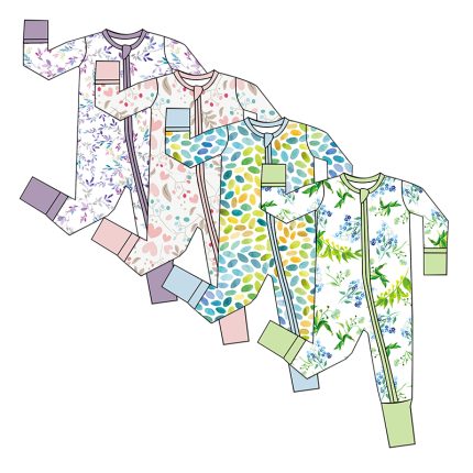 Custom bamboo viscose romper for newborns by Weiwei; cozy 220gsm fabric, perfect for winter. Wholesale zipper pajamas for infants and toddlers.