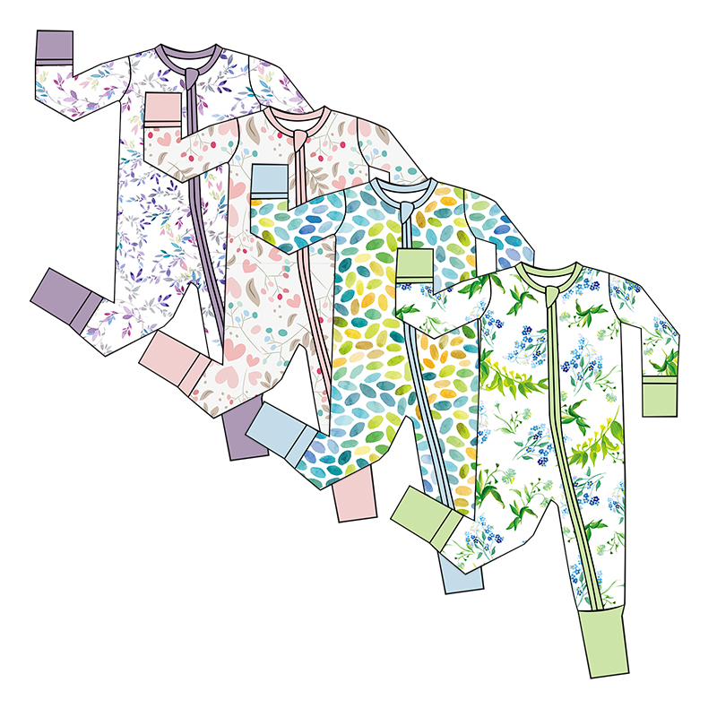 Short sleeves romper with turn-down collar, perfect for newborns. Featuring bamboo fabric by Weiwei, available wholesale and custom. Snap button design for summer. Baby boy jumpsuit.