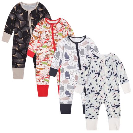Rompers Baby Accept Customize Prints Long Sleeve Breathable Soft Organic Bamboo Baby Pajamas Toddler Kid for Daily Wear