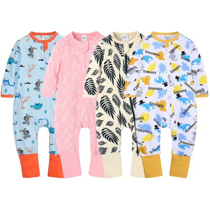 Baby Rompers Girl Breathable Child One Piece Bamboo Pajamas Kids Crawl Suit Footed Onesies