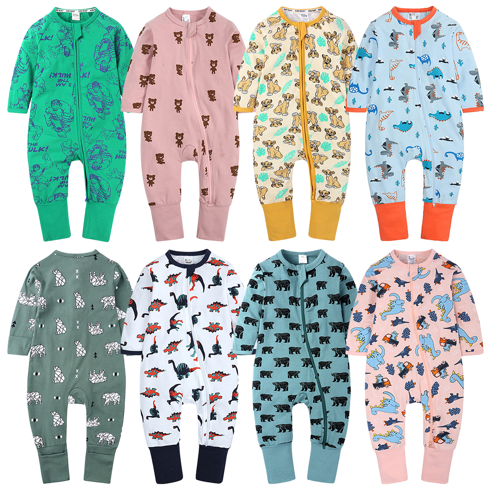 Private label bulk order baby wear for the winter months, featuring cozy pajamas for four babies.