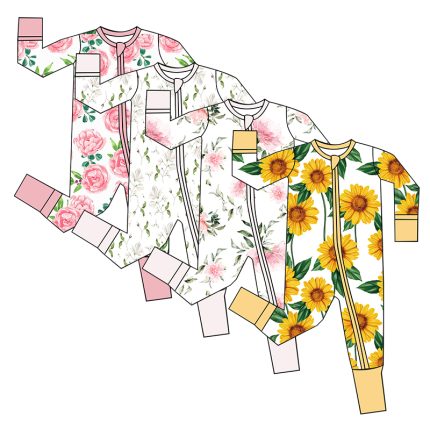 Toddler Baby Bamboo Rompers Baby Jumpsuit Bamboo Cute Printed Baby Pajamas for Boys and Girls