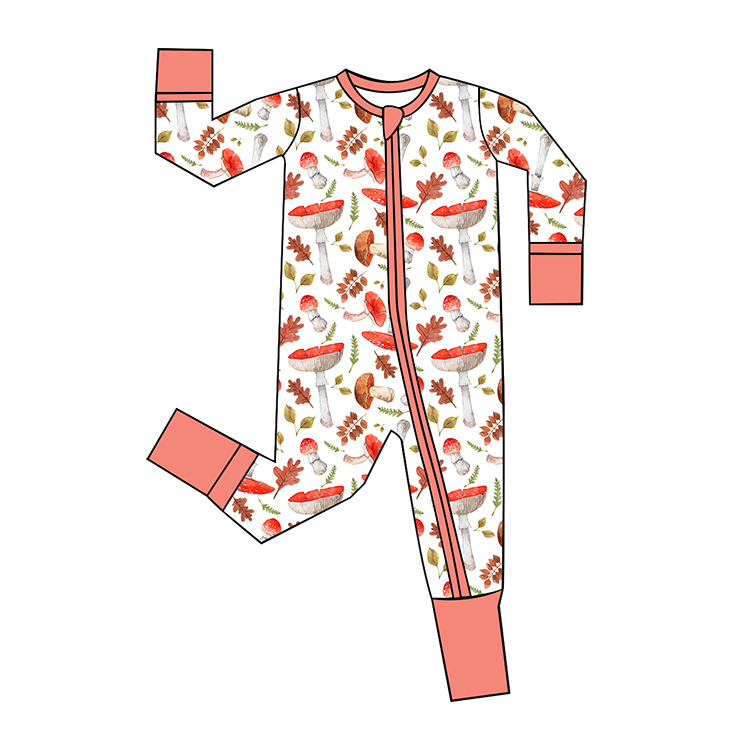 Custom WeiWei bamboo newborn jumpsuit: solid color, zipper, perfect for wholesale. Ready to ship baby clothes and kid's pajamas.
