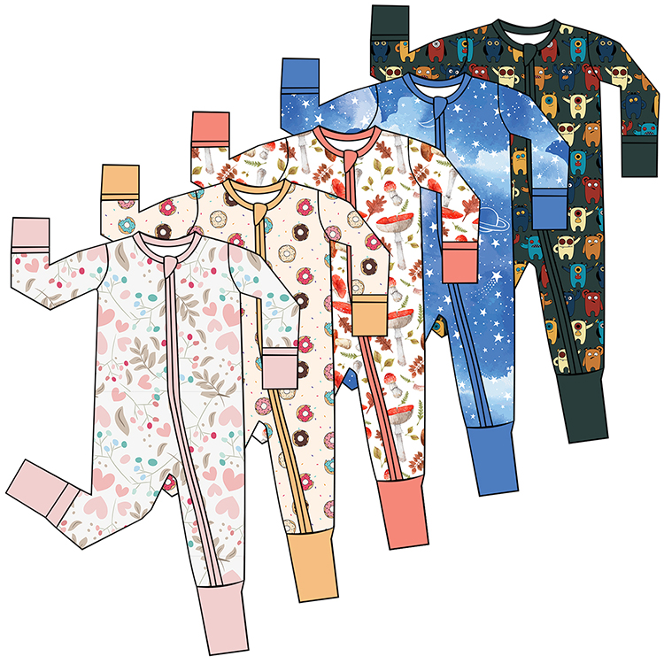 Certified bamboo baby custom pajamas rompers, compliant with 16 CFR Part 1615, offering eco-friendly and safe children's clothing.