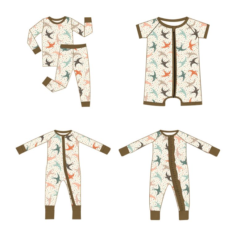 Discover Weiwei's custom bamboo viscose newborn jumpsuit: soft, cute, and perfect for spring. Wholesale infant sleepers with zipper for easy changes.