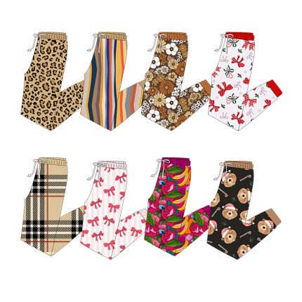 High Quality Custom Adults Baby Print Baggy Pajama Pants Bamboo Fiber Breathable Comfortable Fabric Woman Casual Trousers