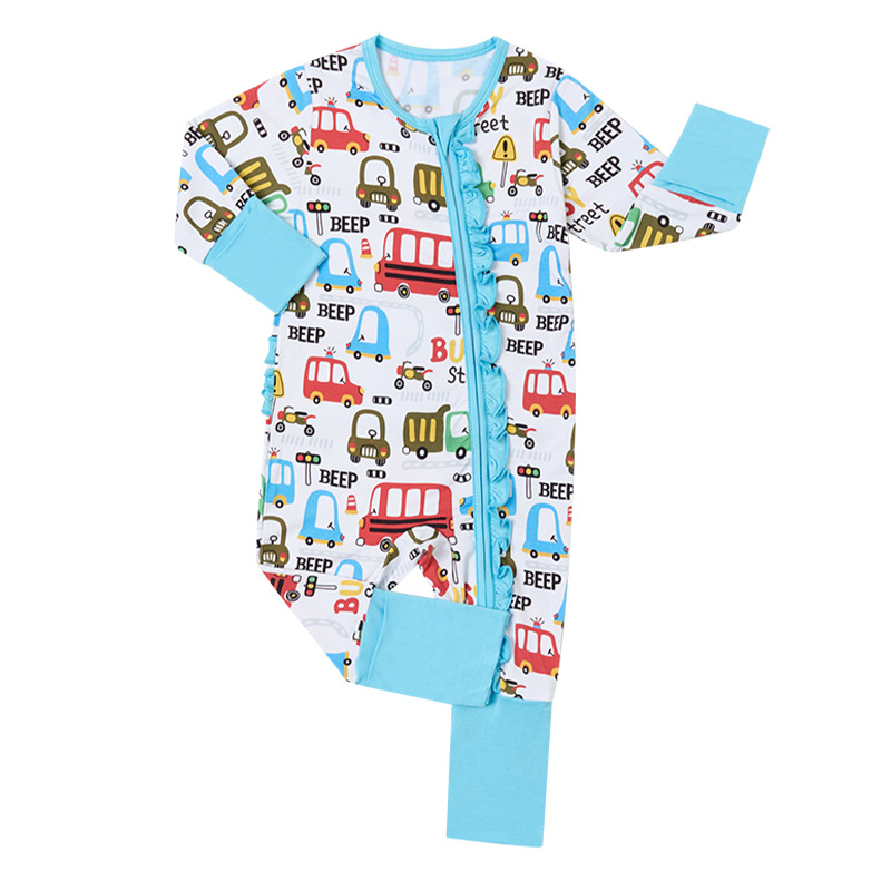 WeiWei's custom bamboo viscose pajamas for newborns offer organic comfort. Wholesale double zipper rompers for little sleepers. Perfect kids' bamboo baby clothes.