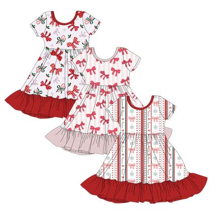Custom Prints Girls Bamboo Twirl Dress Toddler Girl Play Dress Bamboo Romper Clothing Ruffle Dress for Toddlers Girls