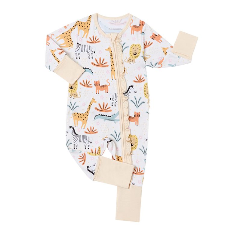 Adorable bamboo fiber Easter Bunny romper by Weiwei, perfect for newborns. Soft and eco-friendly sleepwear available for wholesale and custom orders.